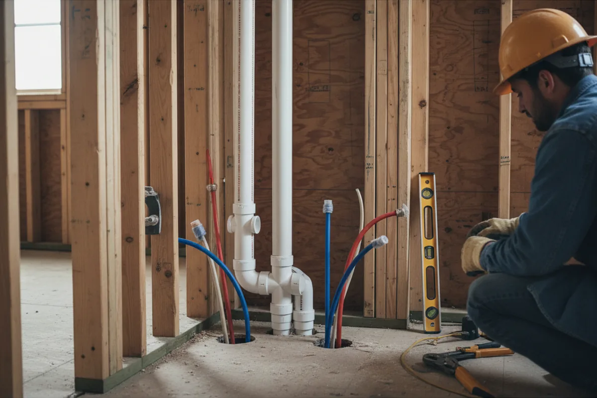 Drain and supply rough-in during Toilet Repair and Installation in Livingston